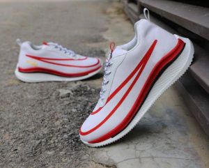 White and Red Men Sports Running Shoes