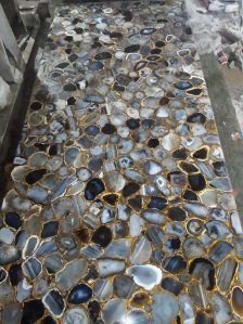 Grey and Black Natural Agate Table Top