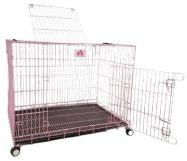 30 Inch Pink Double Door Dog Cage