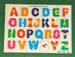 Wooden educational toy alphabet with picture