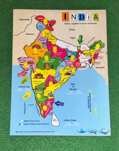 wooden educational toy map of india