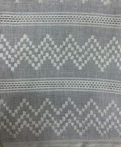 Grey Embroidered Jacquard Cotton Fabric