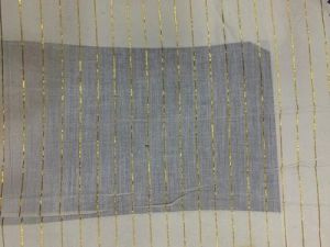 Golden Striped Grey Cotton Lurex Fabric
