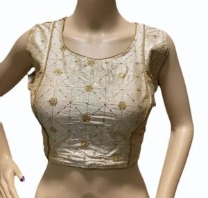 Ladies Beige Chiffon Embroidered Blouse