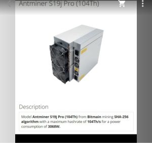 Antminer S19j Pro (104Th) Antminer S19j Pro (104Th) Model