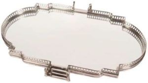 Silver Antique Pillar Mirror Tray