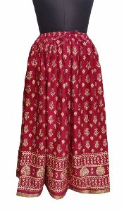 Jaipuri Golden  Print Ladies Fancy Skirt