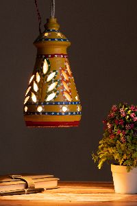 hand built terracotta ceiling lamp-shades