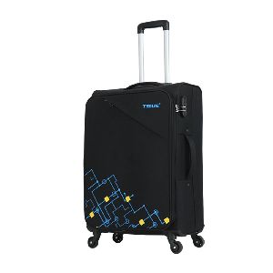 Timus Flash Polyester Black 4 Wheel 55cm and 65cm/ 20&24 inch Cabin and Check-in Luggage/Suitcase /T