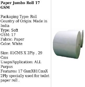 soft 17gsm tissue paper jumbo rolls