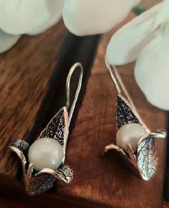 German Silver Oxidised Drop Earrings