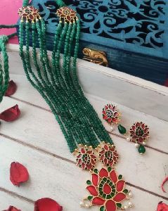 Green Kundan Layered Necklace Set