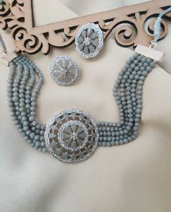 Grey Pearl Necklace Set