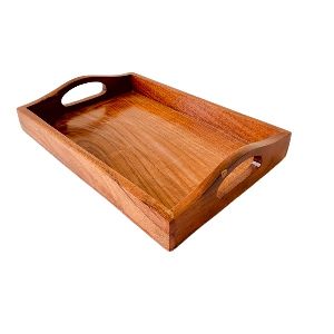 Inaithiram STEDT Rectangular Acacia Wood Wooden Serving Tray for Kitchen 12 Inch