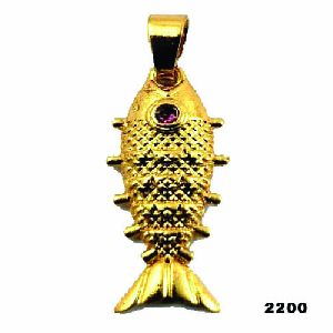 Brass micro gold plated fish pendant