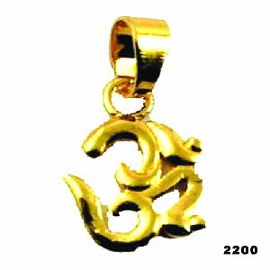 Brass micro gold plated om pendant