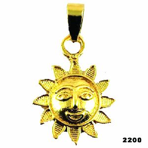 Brass micro gold plated sun pendant
