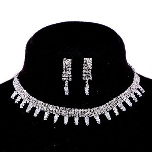 Elite white stone trendy jewellery neck set