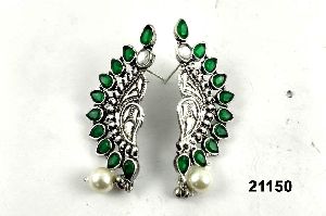 Premium oxidised green earrings