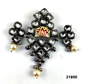 Premium oxidised shandal  kundan pendant set
