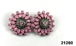 premium pink oxidized stone earrings