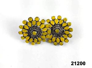 premium yellow oxidized stone earrings