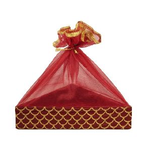 Maroon Triangle Satin MDF Gift Basket