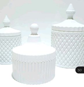glass jar set of 3 pcs complete white color