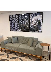 Teak Wooden Base Frame Lining Modern Sofa