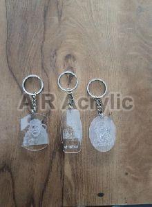 White Rectangular Printed Acrylic Keychain, For Keys, Size: 3x2
