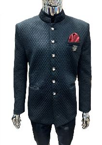 Black Quilted Jodhpuri Suit