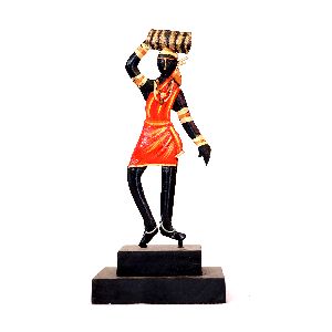 Wrought Iron Tribal Lady Worker Figurine