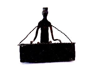 Wrought Iron Tribal Man Sitting with Card Holder
