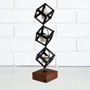 Geometric Stacked Cubes Tall Votive Candle Holder