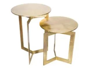 Metal Base Nested 2 Side Coffee Table Set of 2
