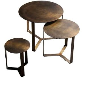 Metal Base Nesting 3 Leg Coffee Table Set of 3