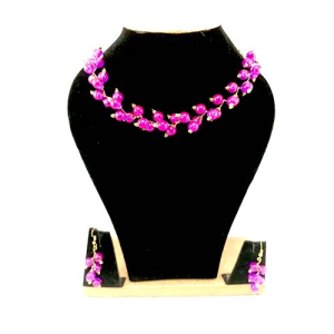 beaded necklace set - dark pink