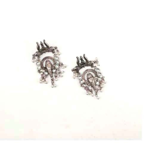 Oxidised ganpati earrings