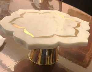 marble brass cake stand