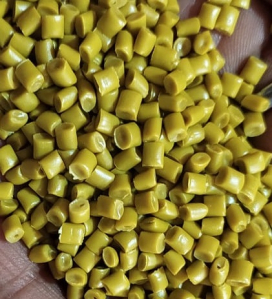 Yellow Reprocessed HDPE Granules