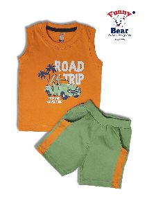 Funny Bear t shirt and shorts set for baby boy