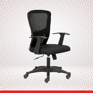 FLUID LITE Mid Back Ergonomic Office Chair with Mesh Back &amp;amp; Fixed Arms Black