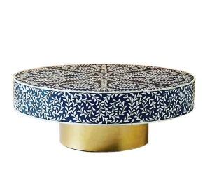 bone inlay round coffee table floral design
