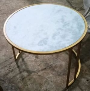 14 Inch Stainless Steel Marble Top Table