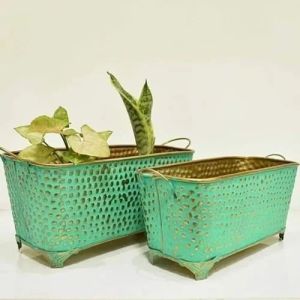 Green Basket Flower Pot