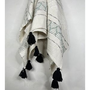 Bohemian Hand loomed woven cotton throw with tassels