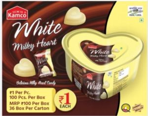 white milky heart coffee candy