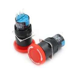 16mm 5a 250v red mushroom head emergency stop switch