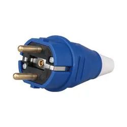 blue ip 54 german schuko 16a cable mount plug