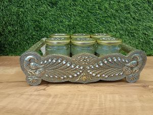 handicraft antique 6 jar serving tray